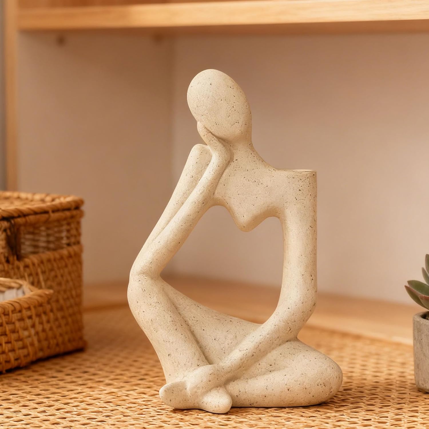 Boho Beige Flower Vase — # B Beige Ceramic Flower Vase for Room Decor