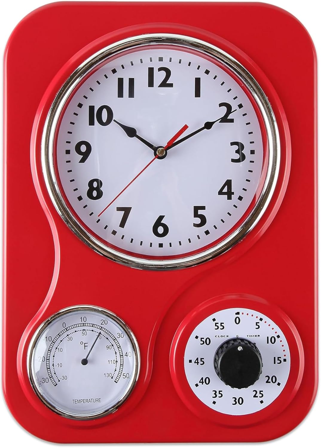 Vintage Mid-Century Black Wall Clock — 5" — Red