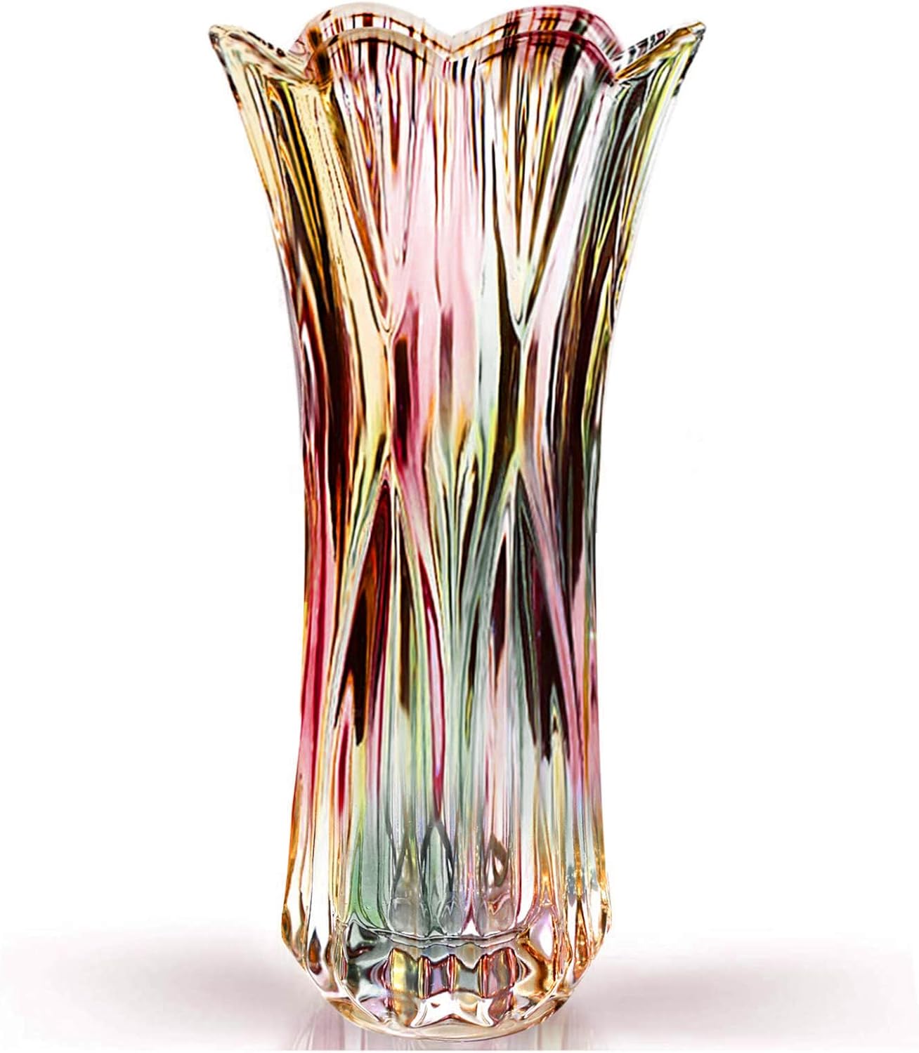 Glass Flower Vase — Phoenix Tail Pattern