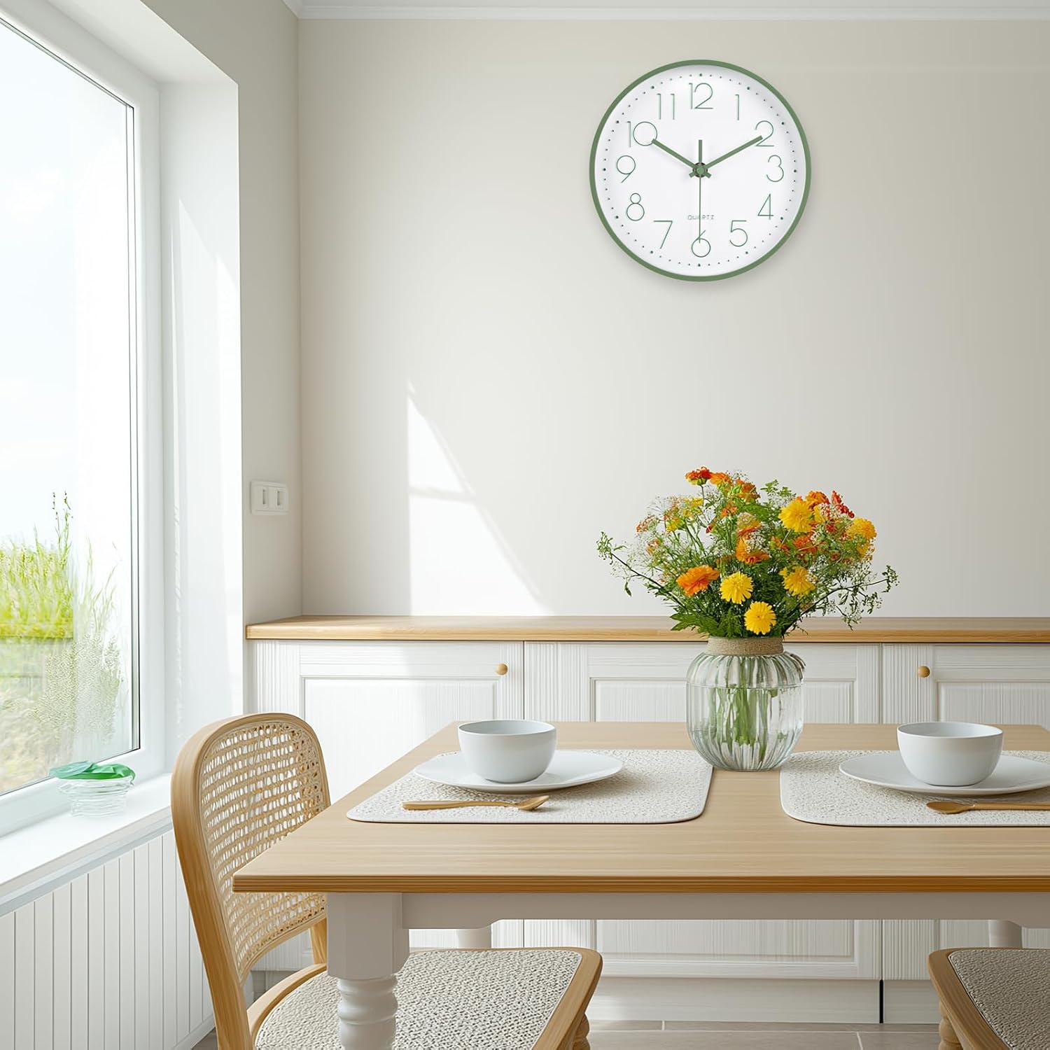 Battery Operated Modern Black Wall Clock — 8" - View 3
