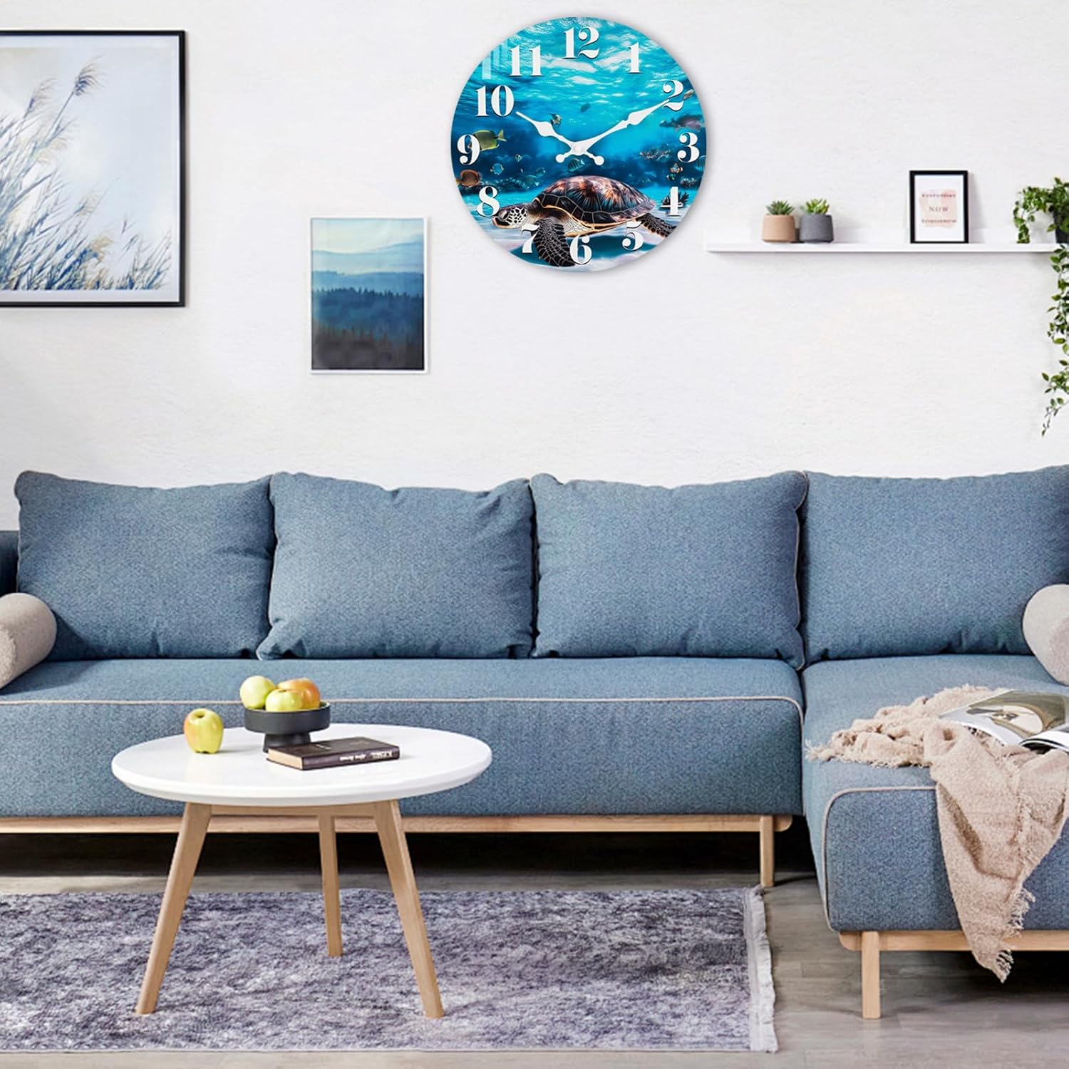Battery Operated Blue Wall Clock — 14" - View 2