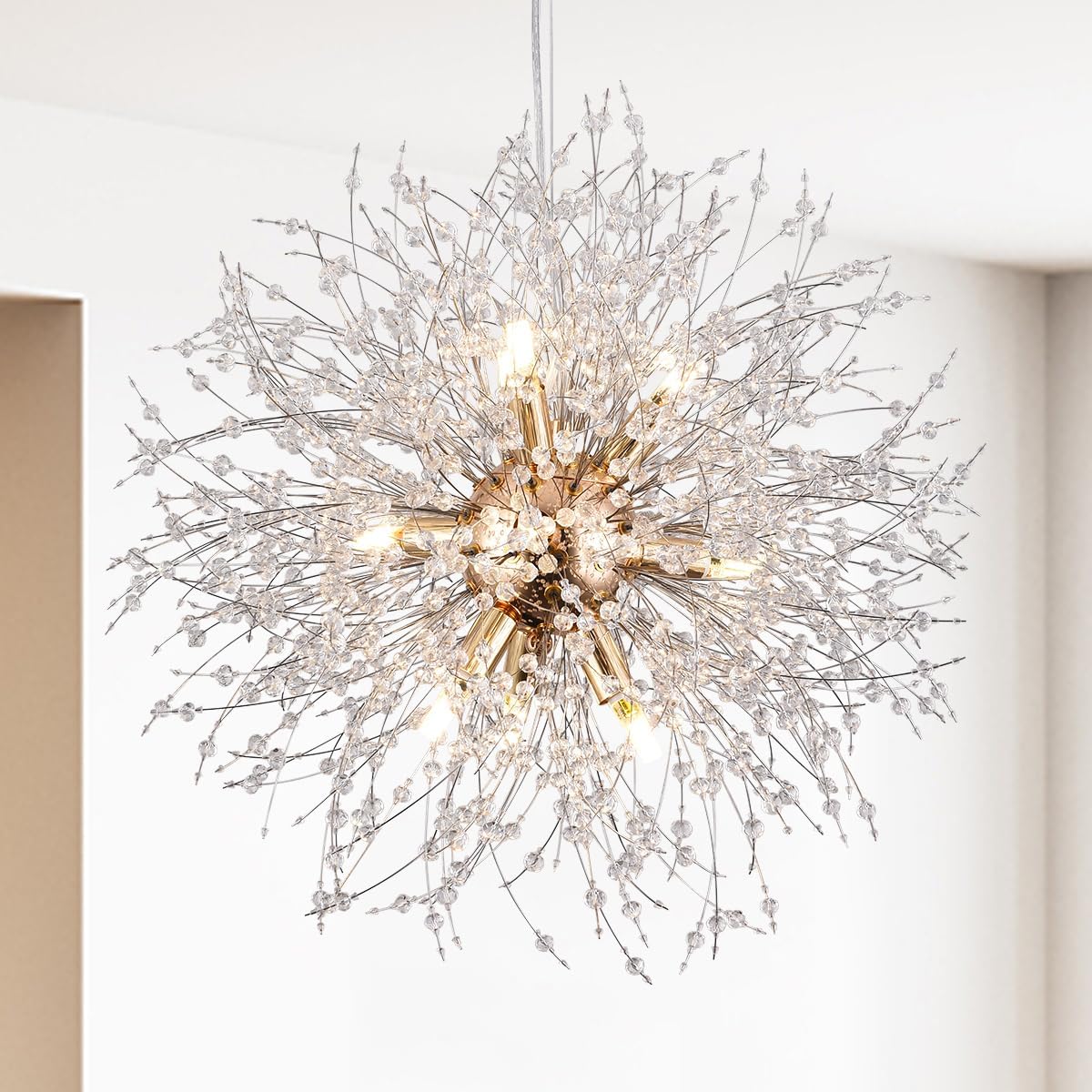 Luxe Metal Chandelier — 12-Light — Gold - Dia19.6in
