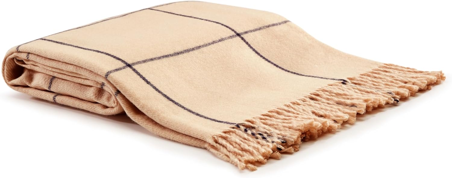 Beige Throw Pillow — 80" — Cream Navy