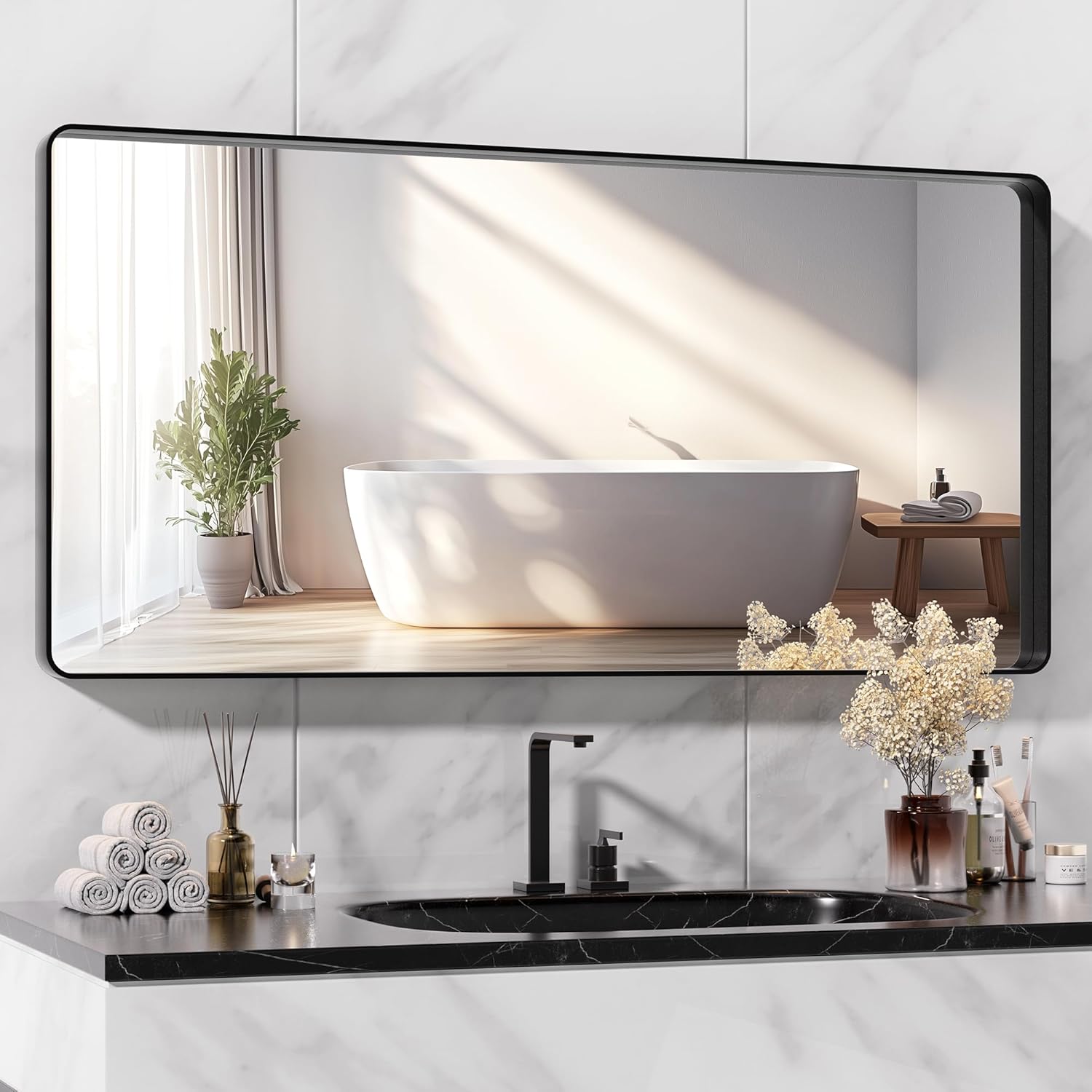Black Vanity Mirror — 30" — Black