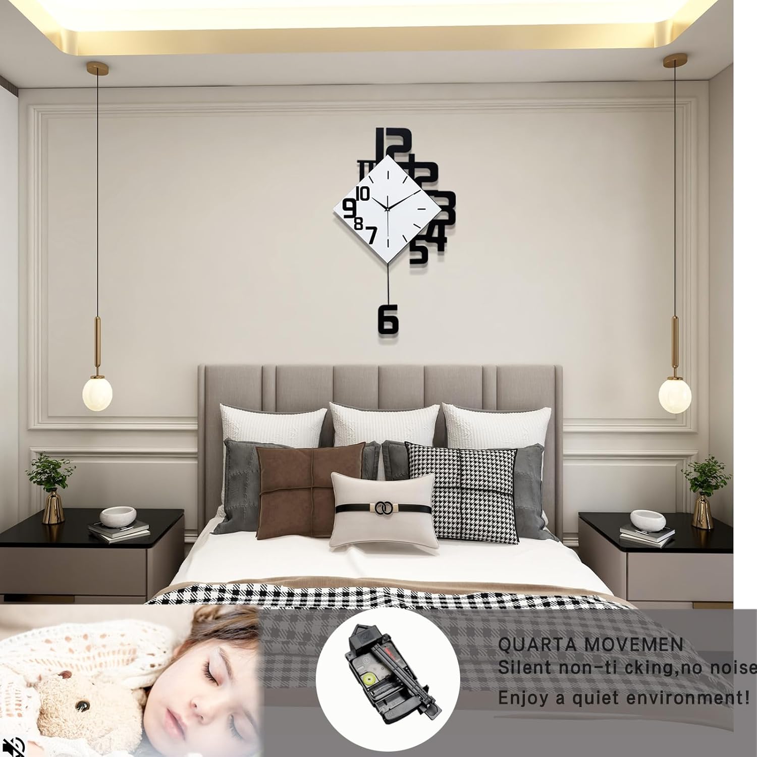 Battery Operated Modern Wood Wall Clock — 30" - View 4