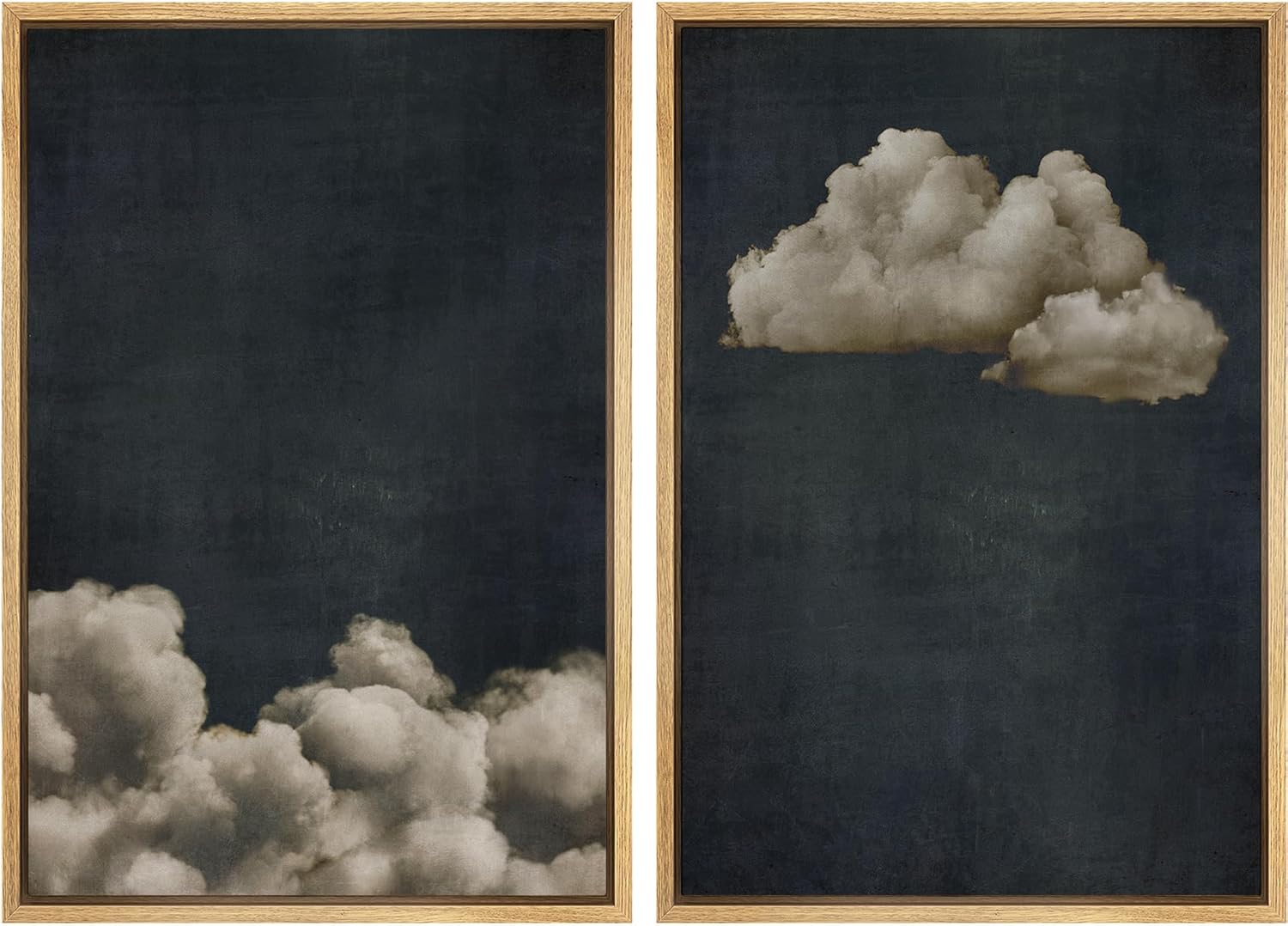 Modern Framed Wall Art — 24" — 24"x36"x2 Panels Natural