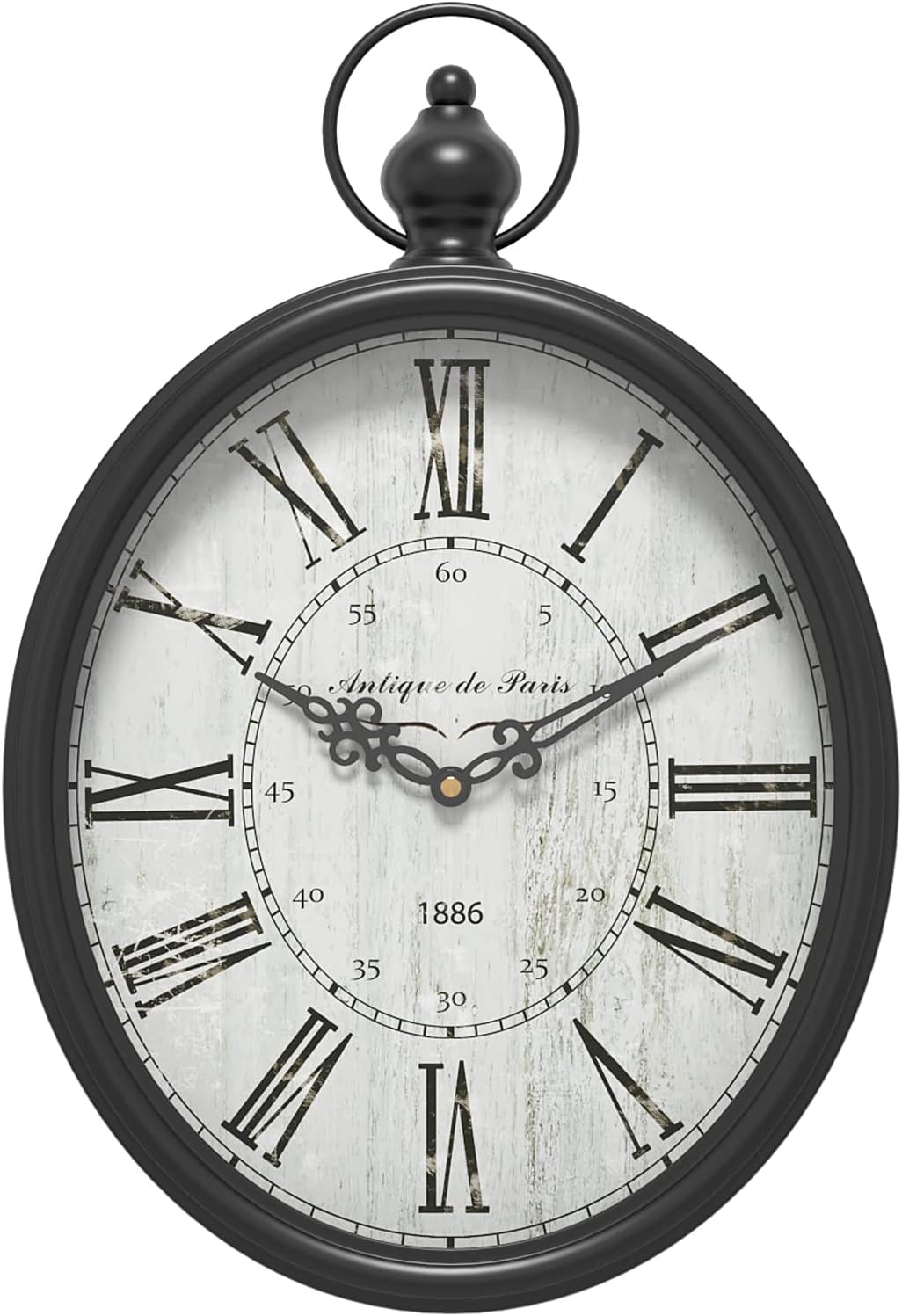 Battery Operated Farmhouse Black Wall Clock — 15.5" — Black