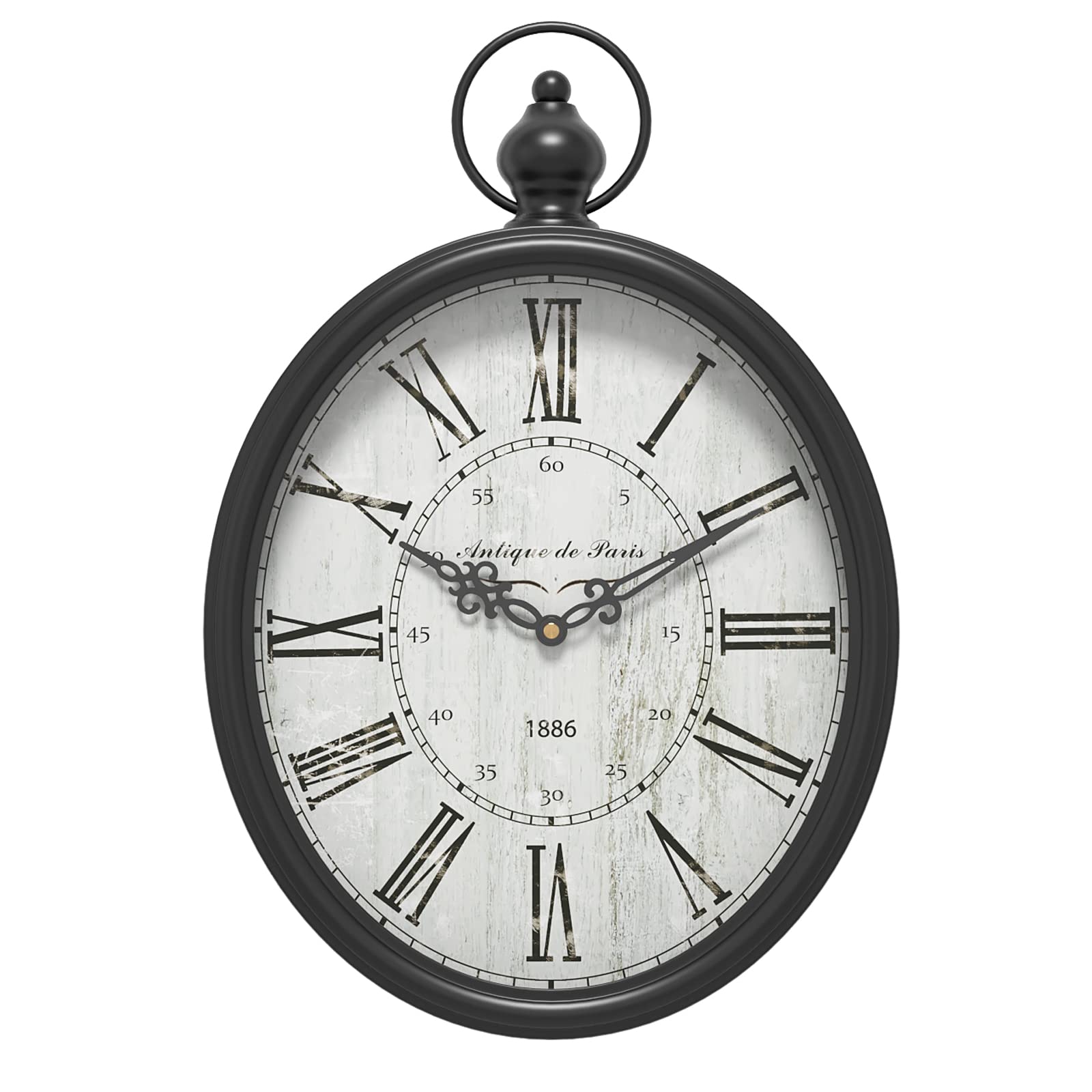 Battery Operated Farmhouse Black Wall Clock — 15.5"