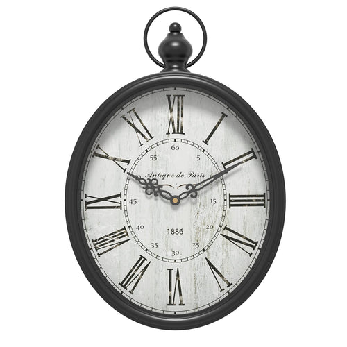 Battery Operated Farmhouse Black Wall Clock — 15.5"