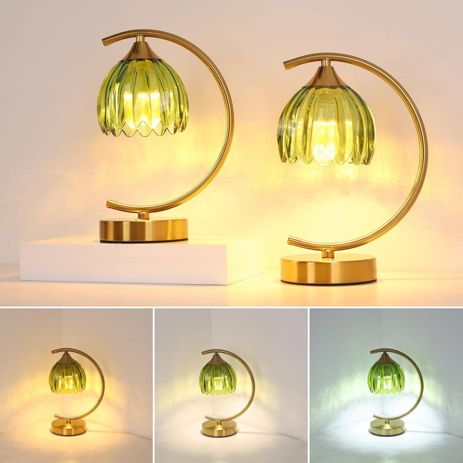 Cordless Green Table Lamp — Green-Clear Bulb