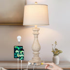 Dimmable Mid-Century Beige Nightstand Lamp — 27.5" — 1Pack Beige