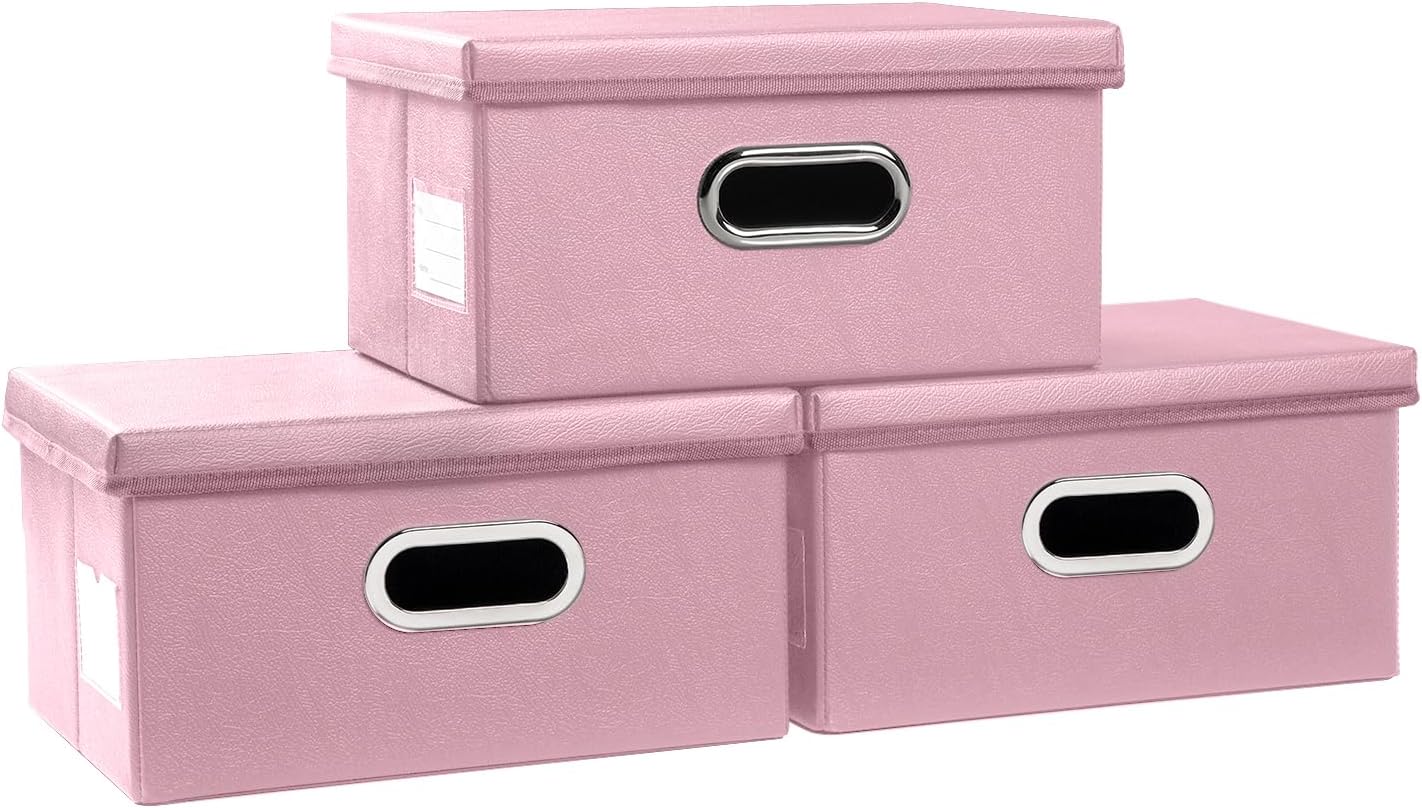 Black Storage Bin — 7x11 — Pink