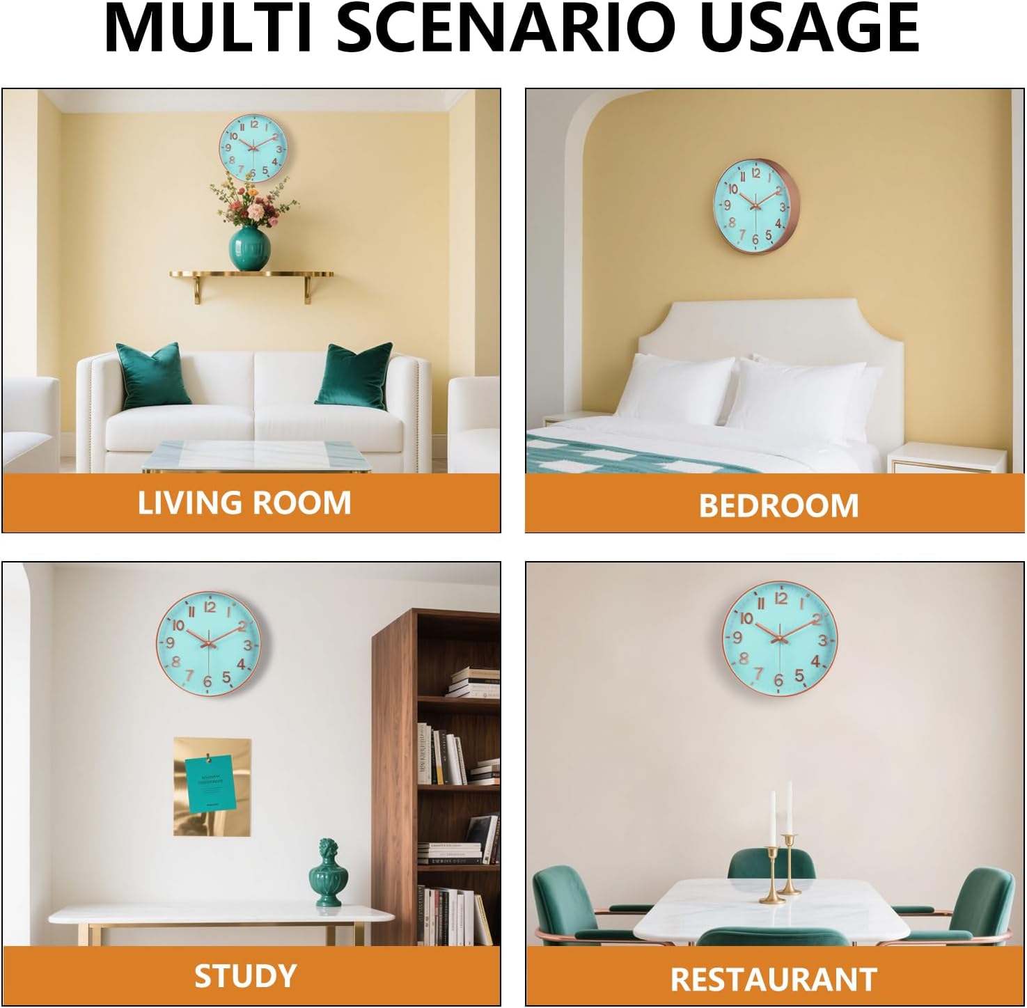 Battery Operated Black Wall Clock — 12" - View 7