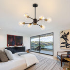 Adjustable Modern Black Chandelier — 6-Light - View 8