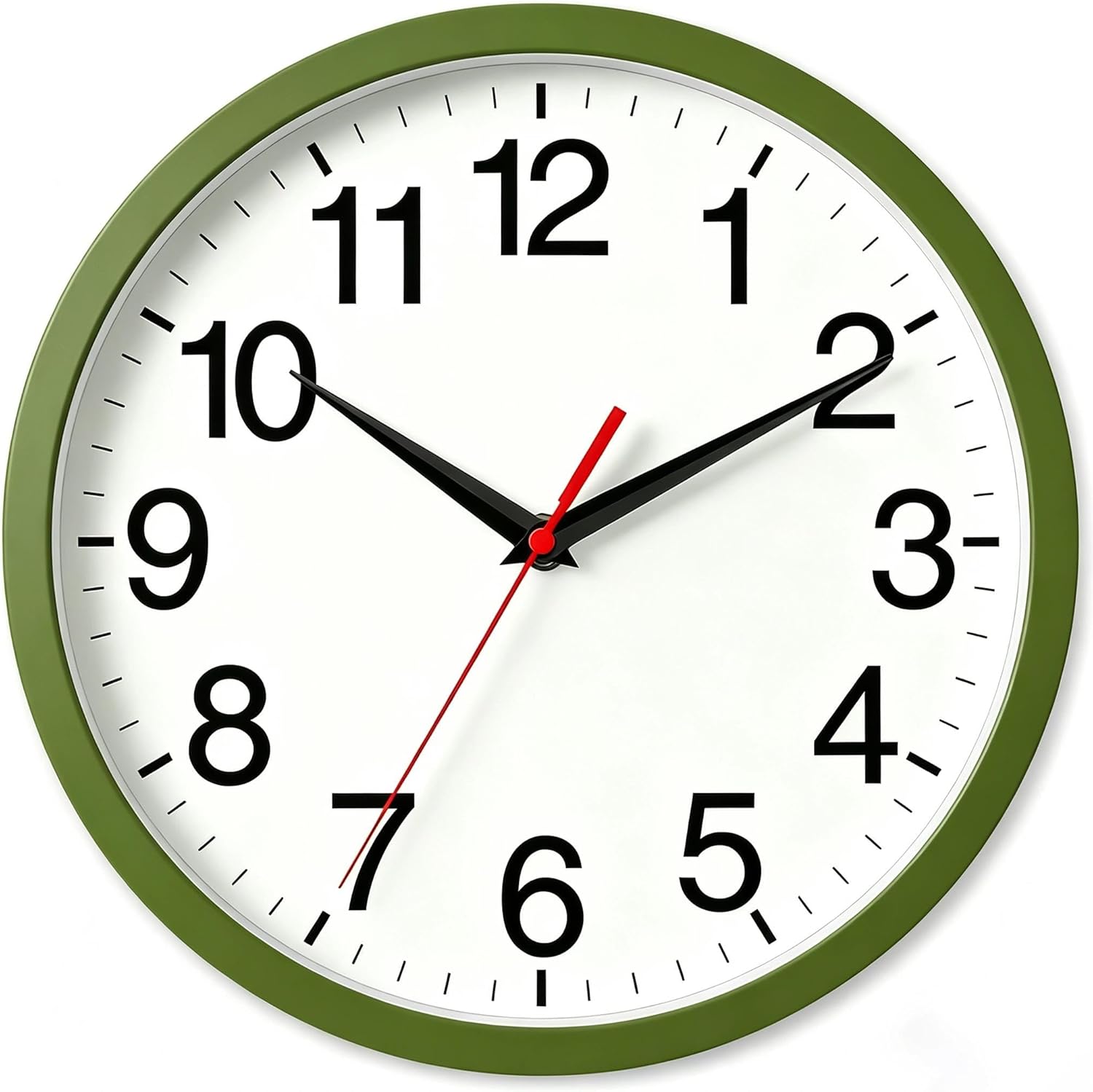 Battery Operated Modern Black Wall Clock — 14" — E_green