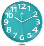 Battery Operated Blue Wall Clock — 12" — Teal