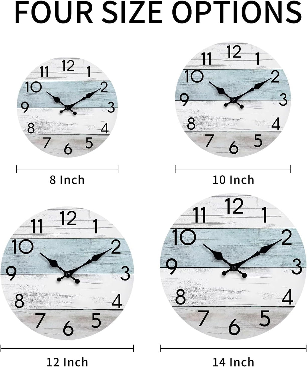 Battery Operated Farmhouse Blue Wall Clock — 8" - View 5