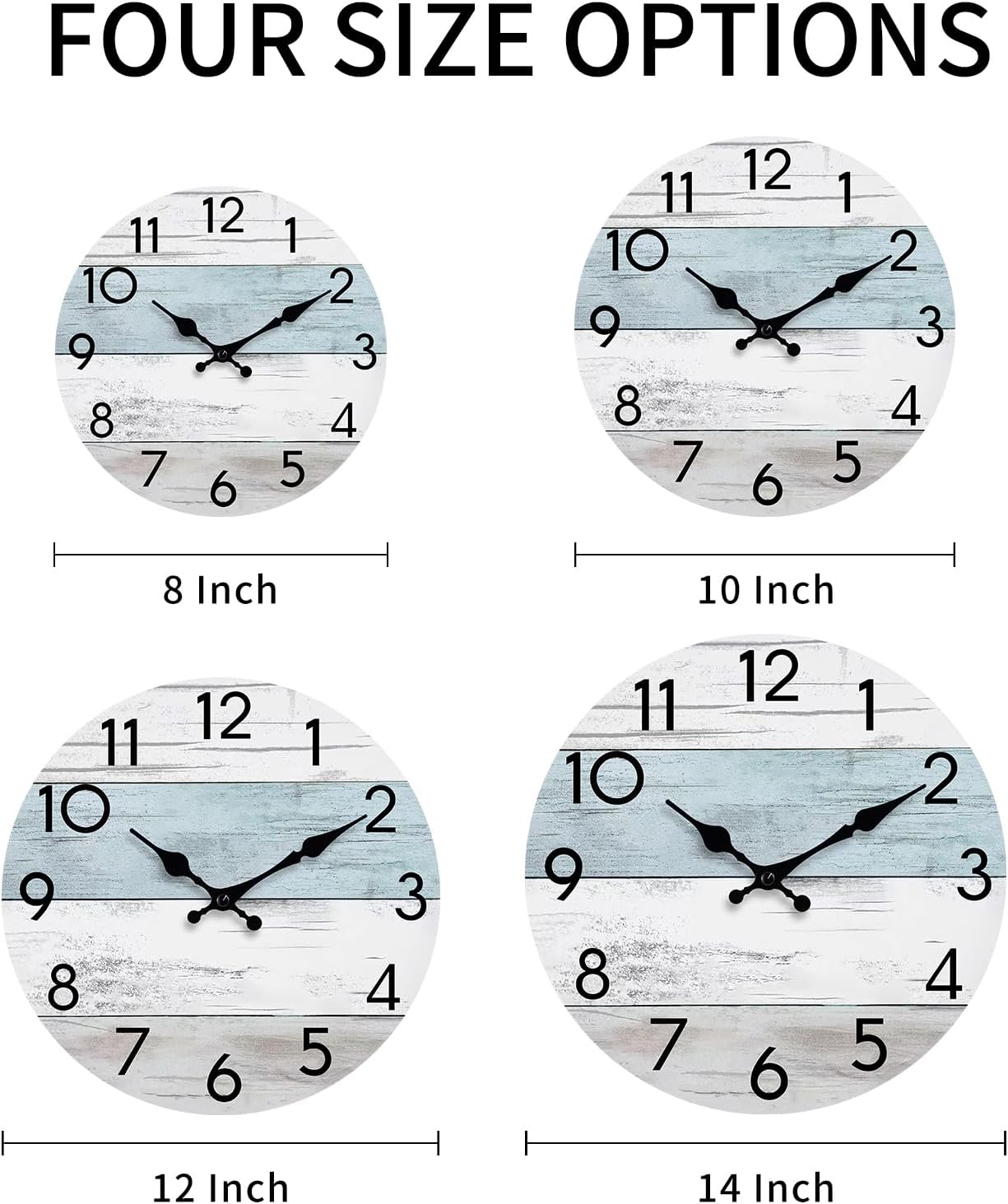 Battery Operated Farmhouse Blue Wall Clock — 8" - View 5