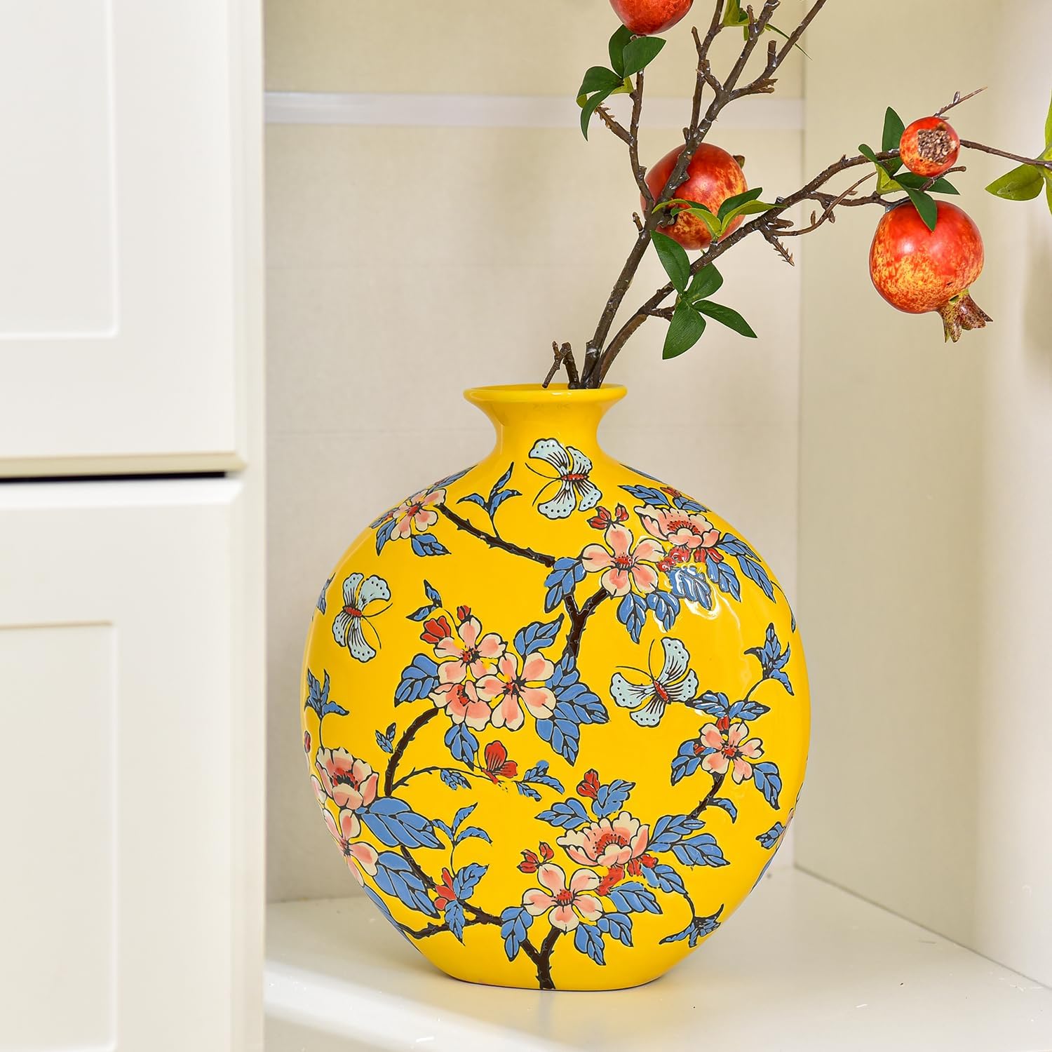 Hand-Carved Beige Decorative Vase - View 3