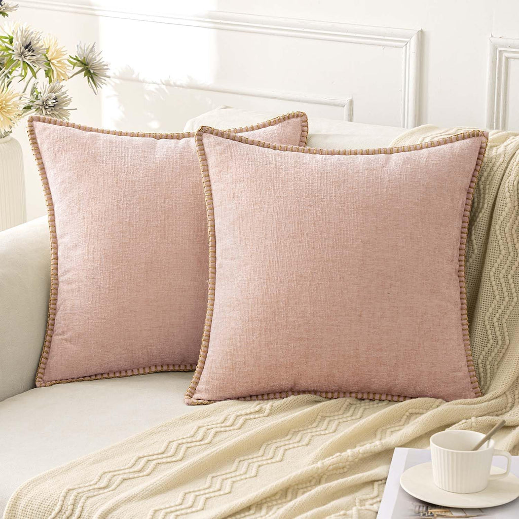 Chenille Boho Pink Throw Pillow Cover — 20" — Blush Pink