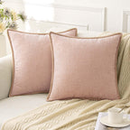 Chenille Boho Pink Throw Pillow Cover — 20" — Blush Pink
