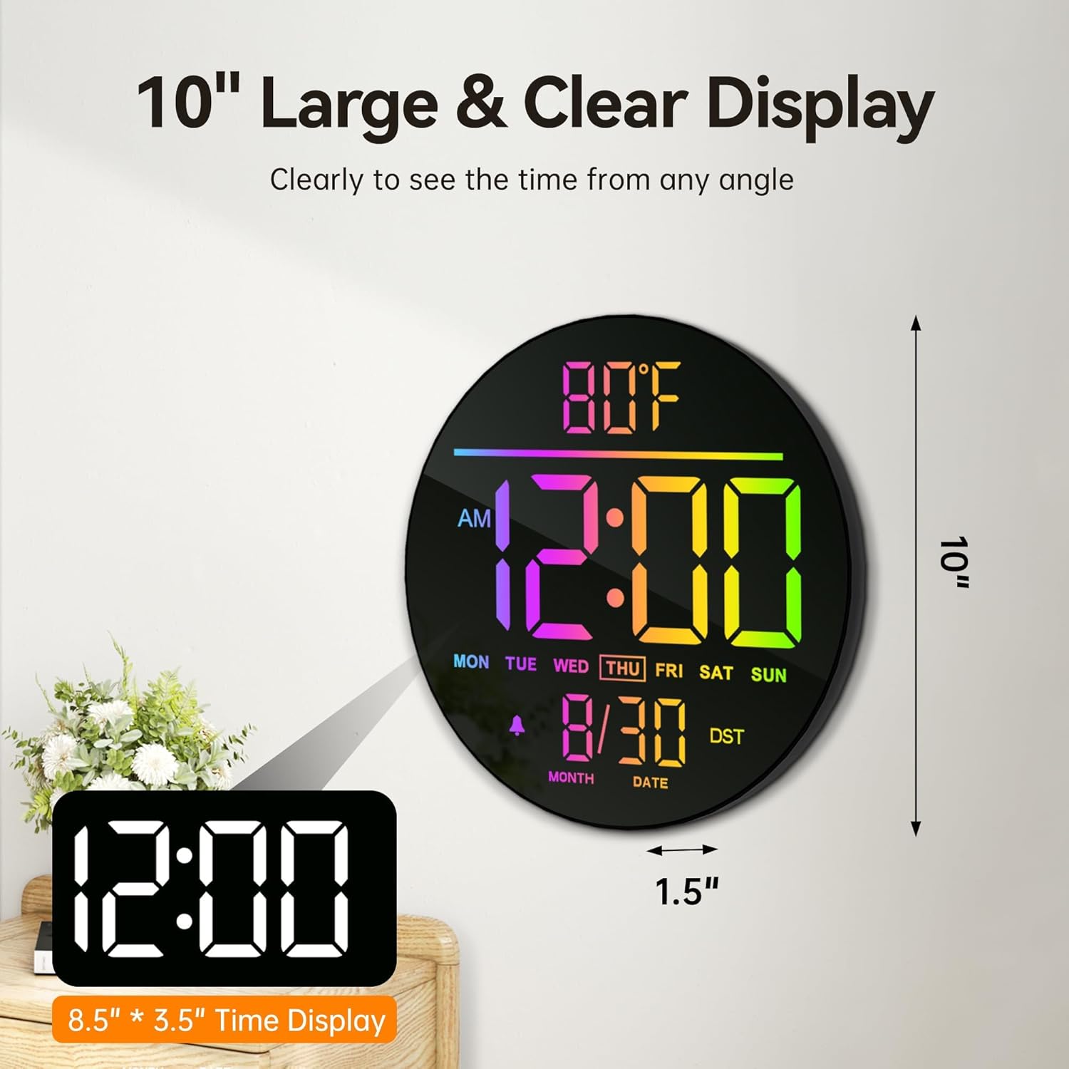 RGB Blue Wall Clock — 10" - View 9