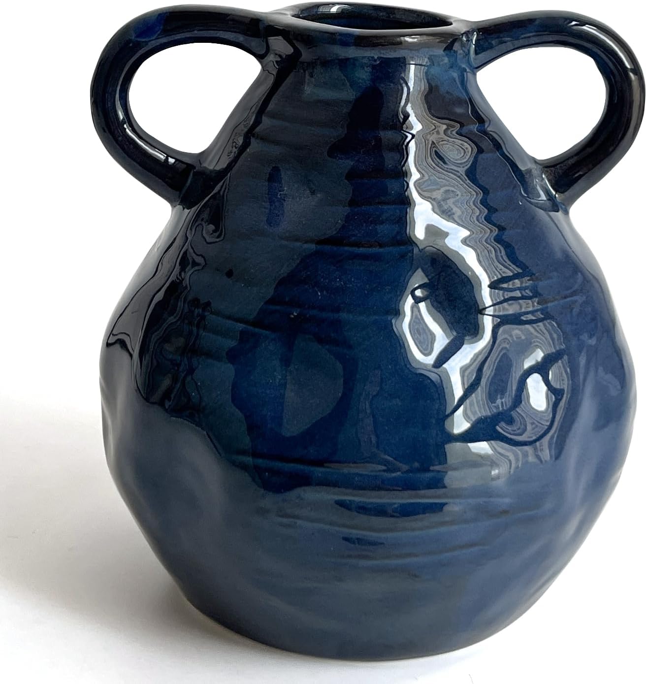 Modern Beige Flower Vase — Set of 2 — Double Handle-blue