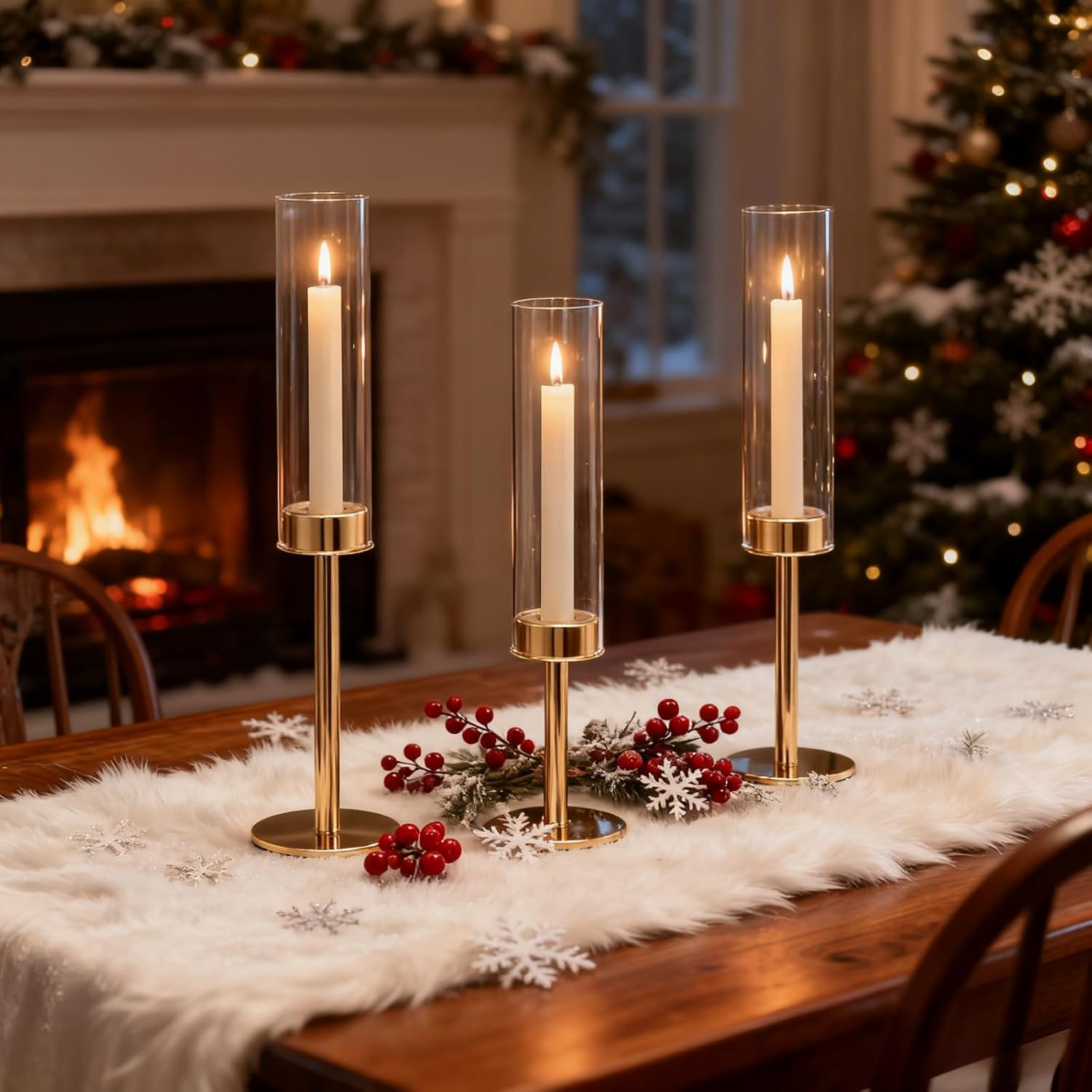 Vintage Luxe Black Candle — Set of 3 — Gold