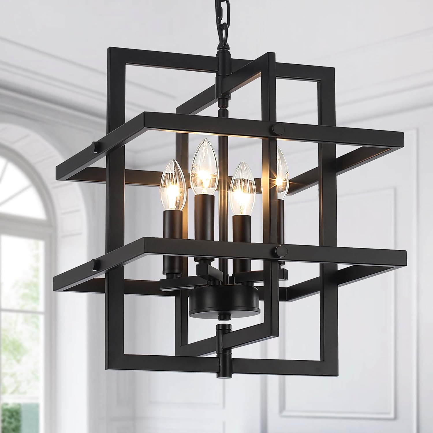 Farmhouse Black Chandelier — 6-Light — Black