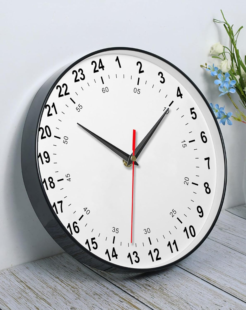 Round Modern Black Wall Clock — 12" - View 3