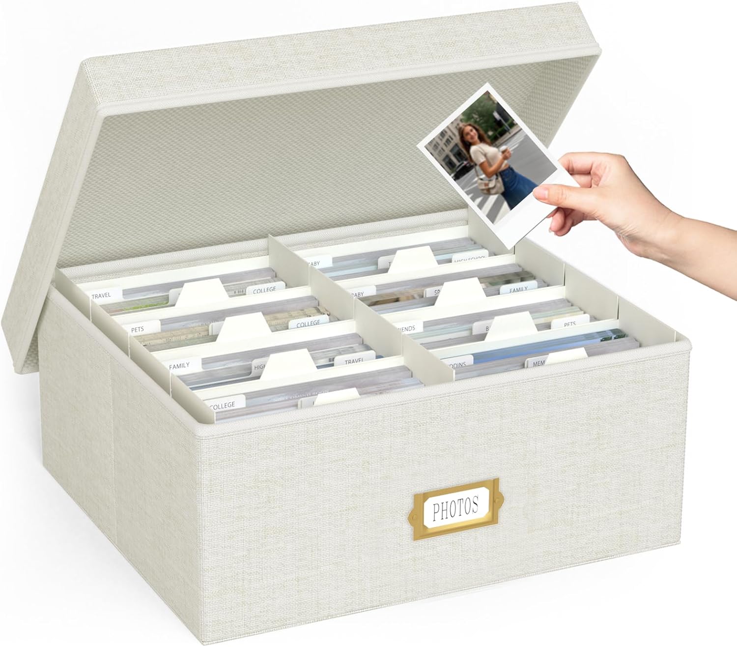 Linen Beige Storage Basket — 4x6 — Beige