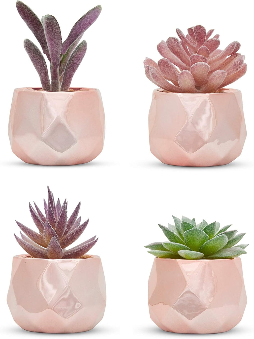 Luxe Black Faux Plant — Set of 3 — Rose Gold