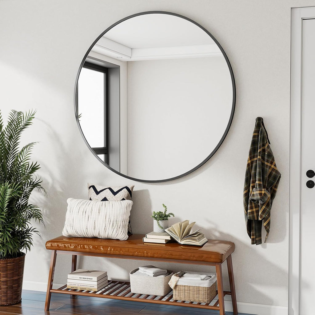 Round Modern Black Mirror — 48" - View 7