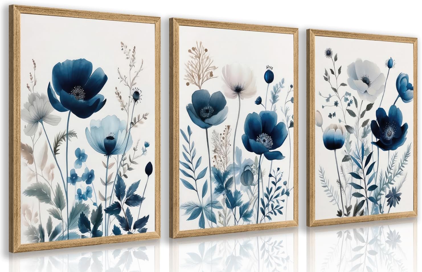 Framed Modern Blue Wall Decor — 16" — NavyBlue(Wood)
