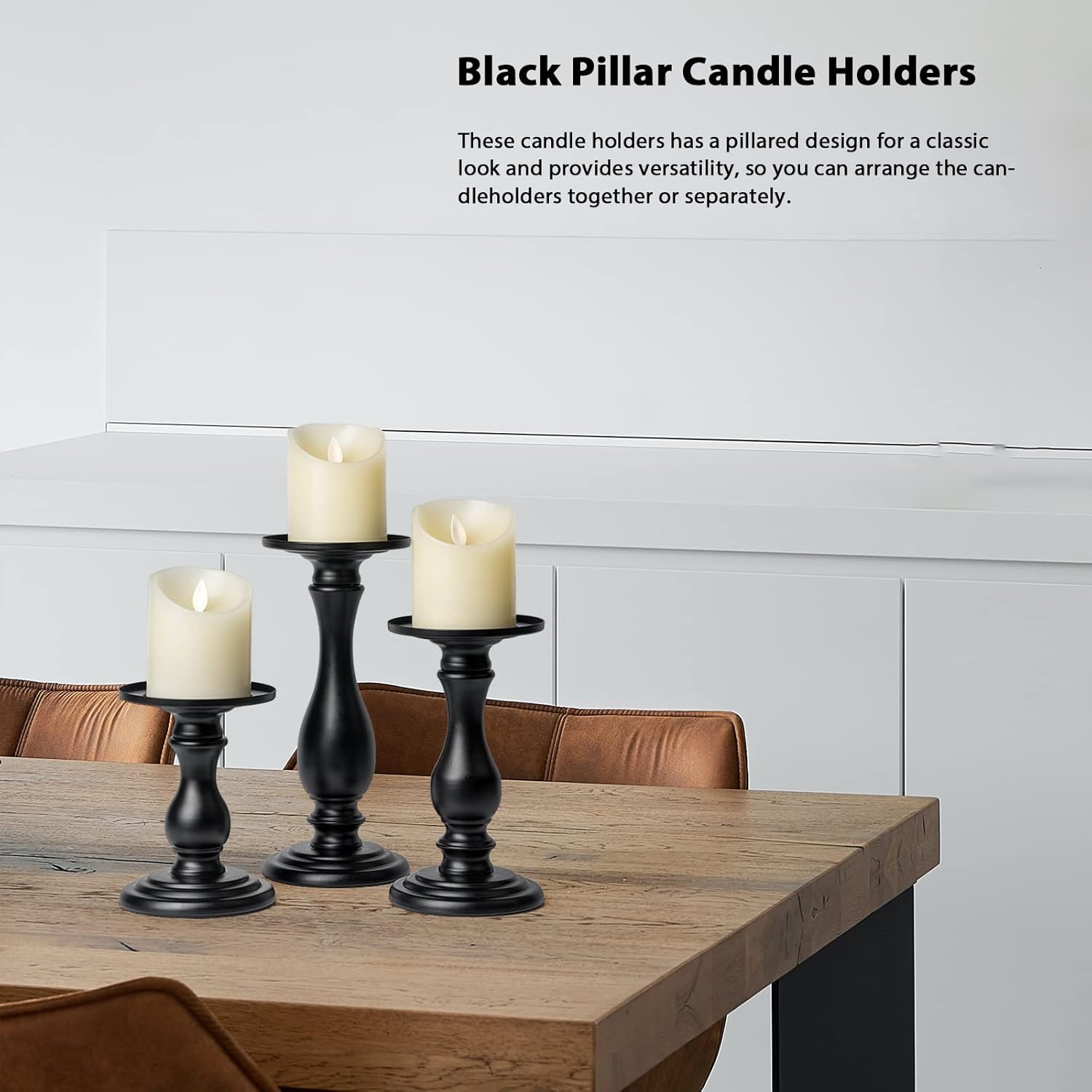 Farmhouse Metal Pillar Candle — 10" - View 8