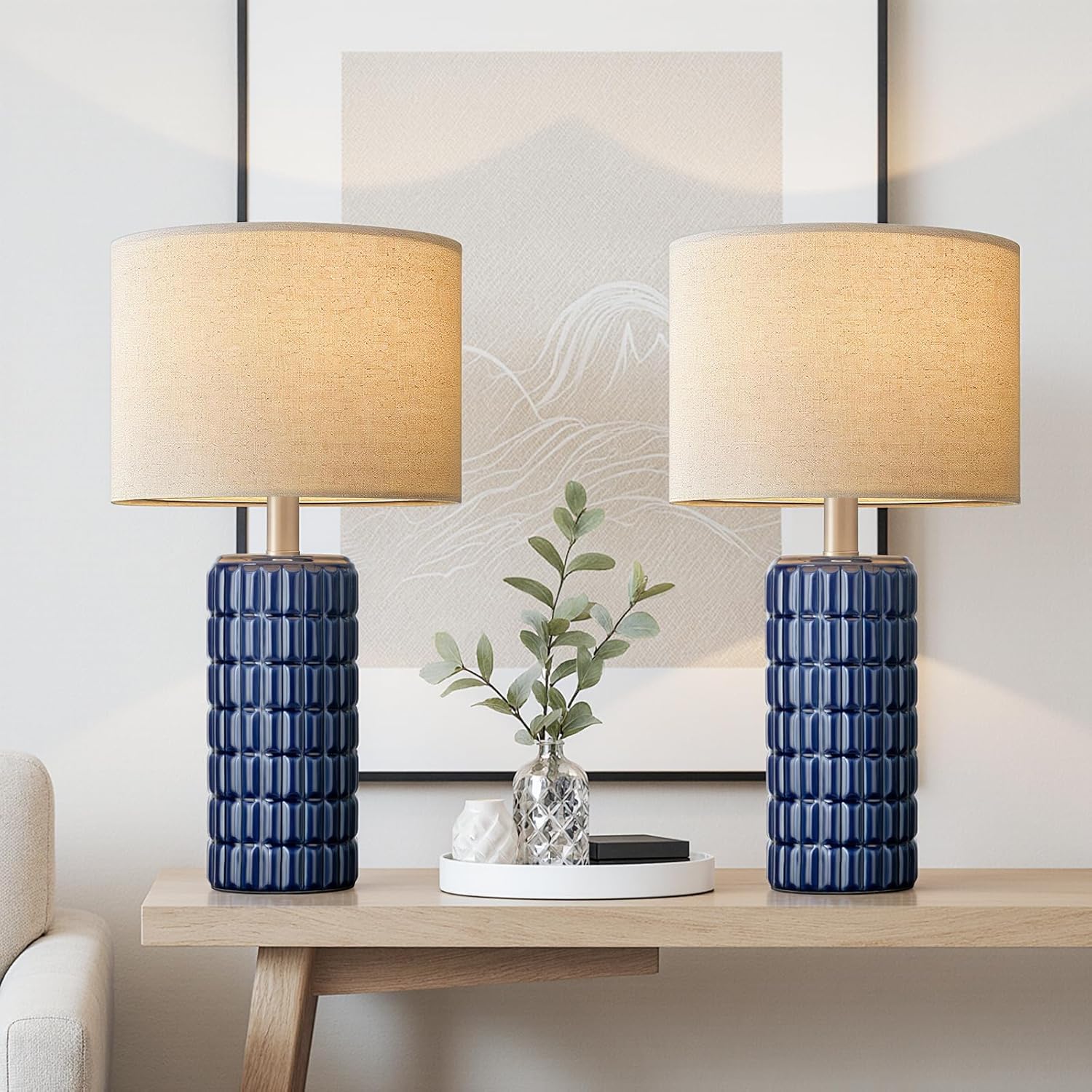Boho Blue Desk Lamp — 23" — B. Blue
