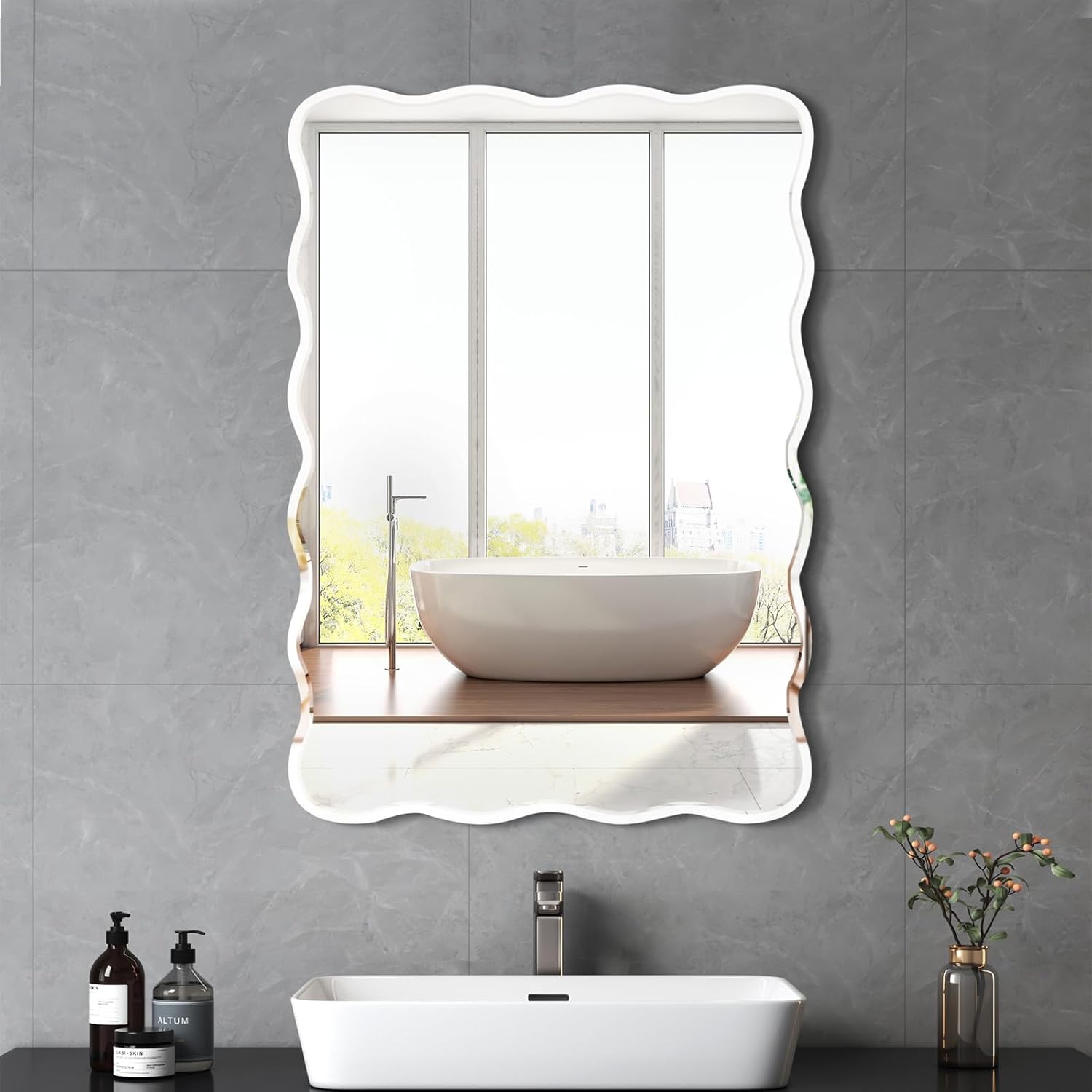 Beveled Luxe Silver Wall Mirror — 31.5" — Silver