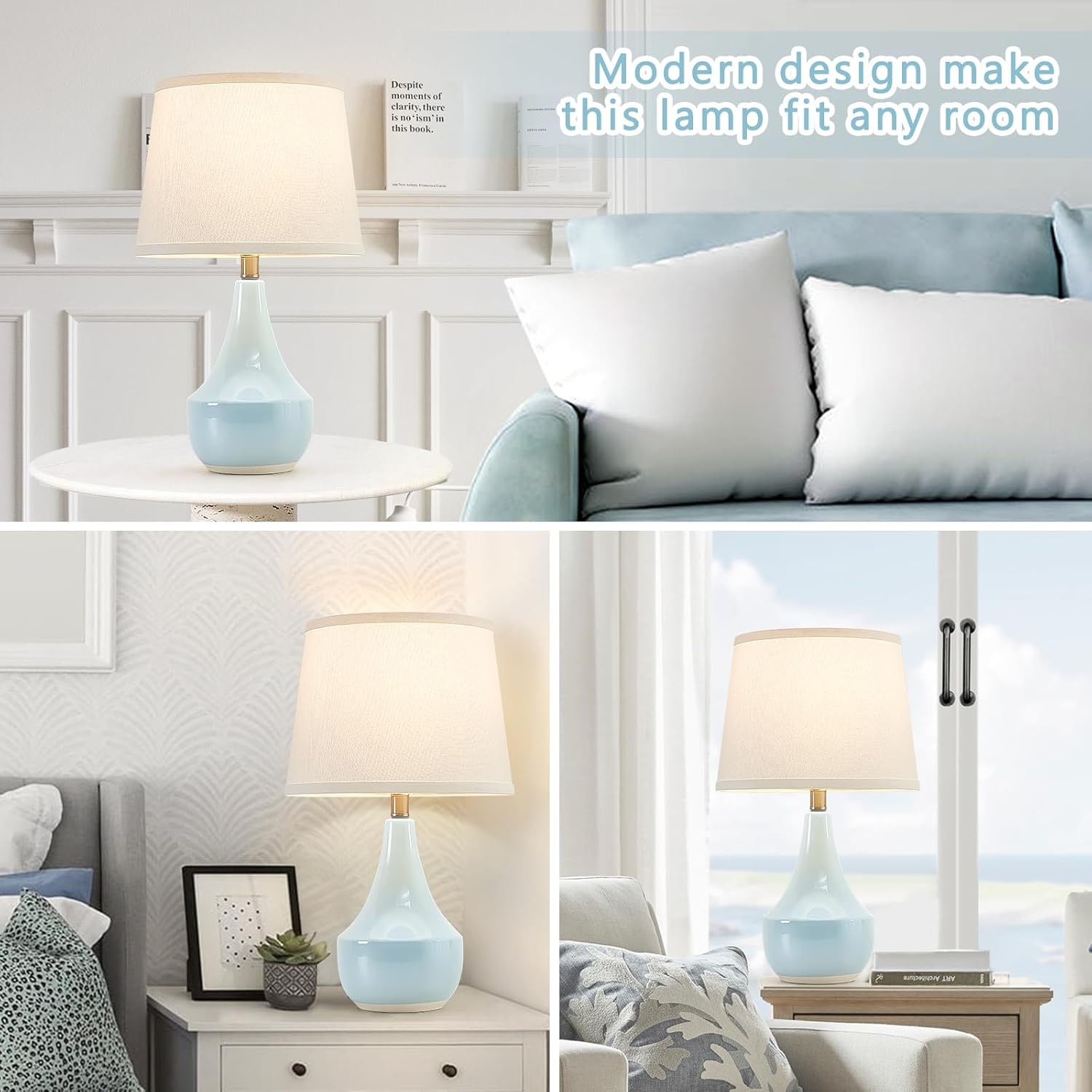 Modern Beige Nightstand Lamp — 18" - View 5