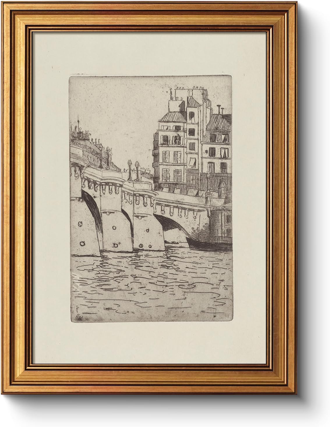 Framed Farmhouse Blue Wall Art — 16" — Les Bains du Pont-Neuf