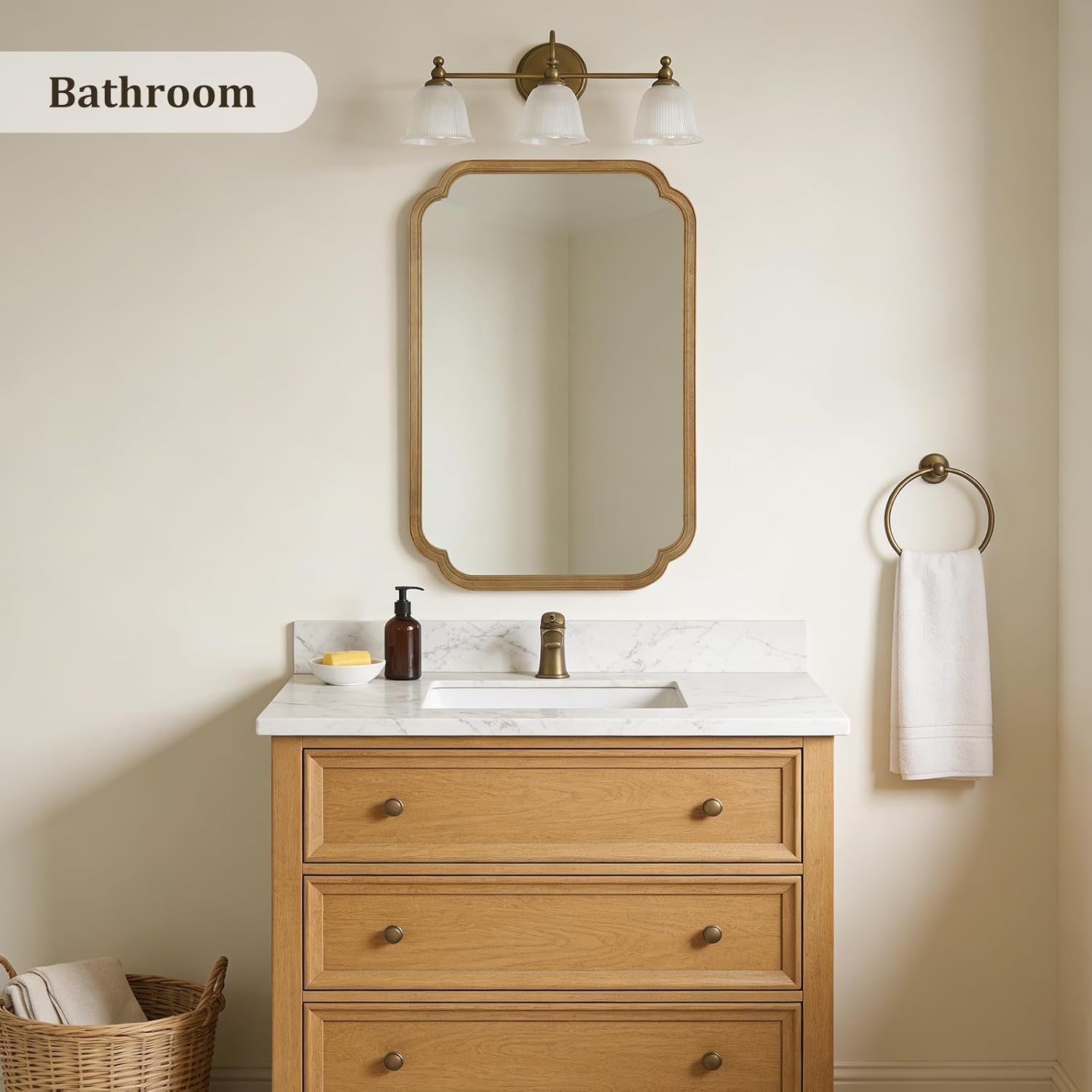 Beige Wall Mirror — 24" - View 2