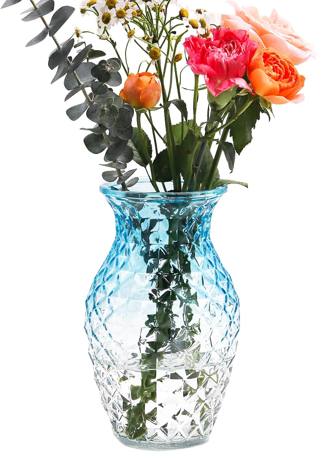 Modern Blue Flower Vase — Blue White