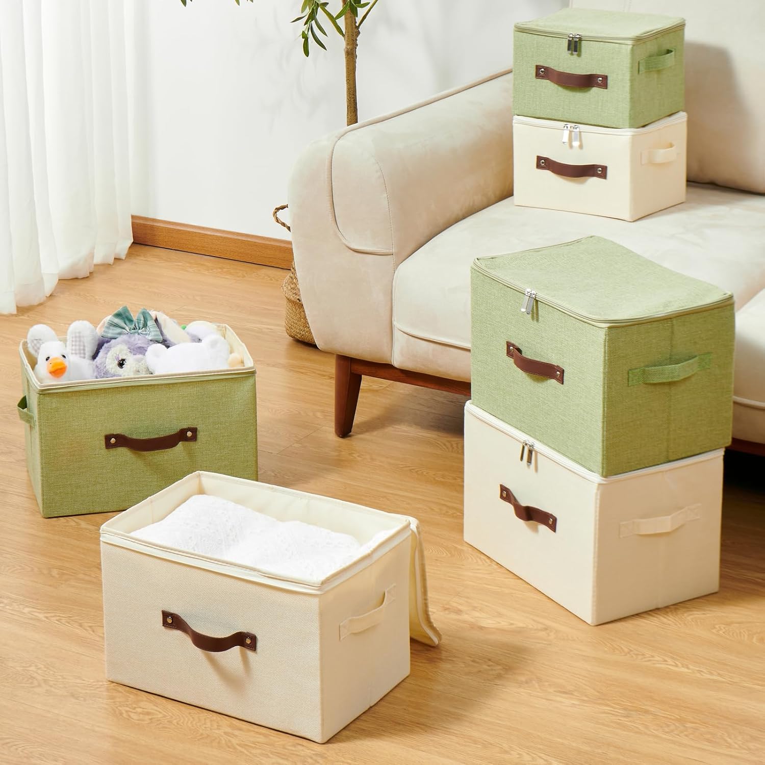 Linen Beige Storage Bin — Set of 1 - View 6