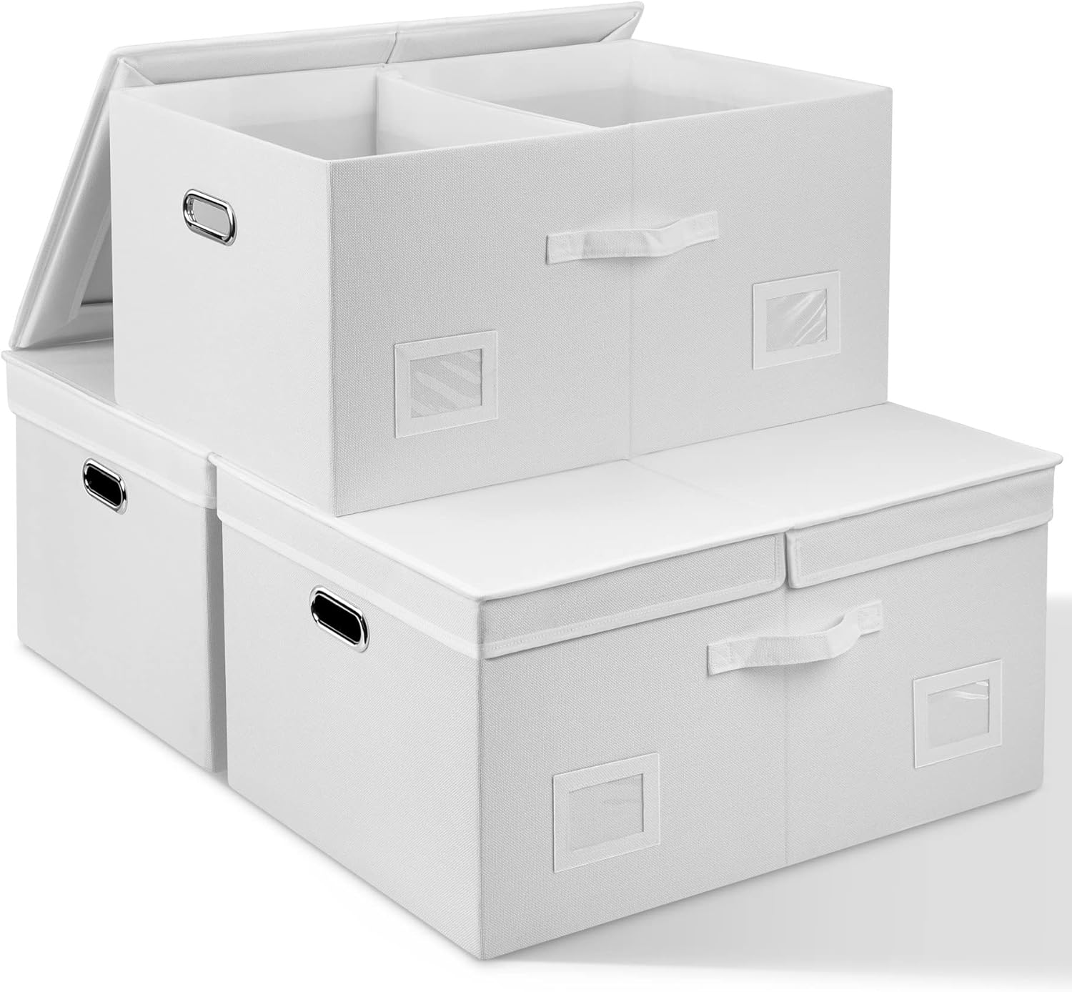 Linen Beige Storage Bin — 6x11 — White