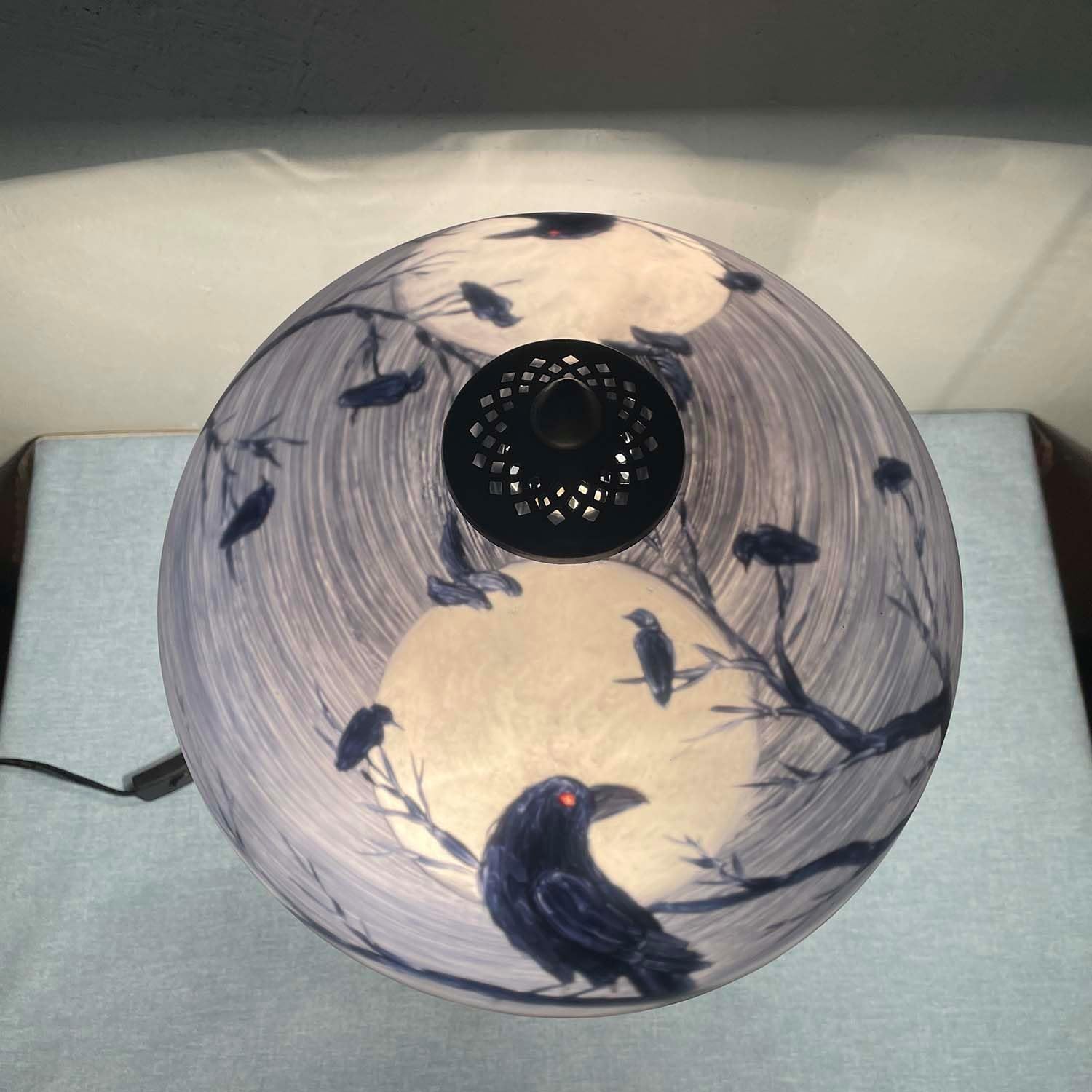 Hand-Painted Black Table Lamp — 14" - View 5