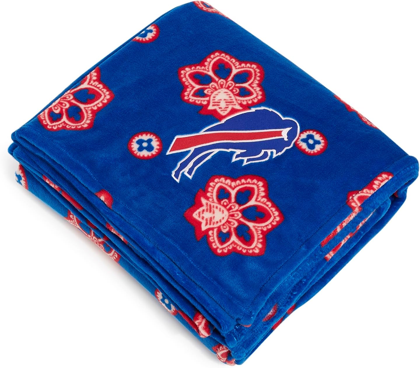 Oversized Beige Throw Pillow — Royal Blue/Red Bandana With Buffalo Bills