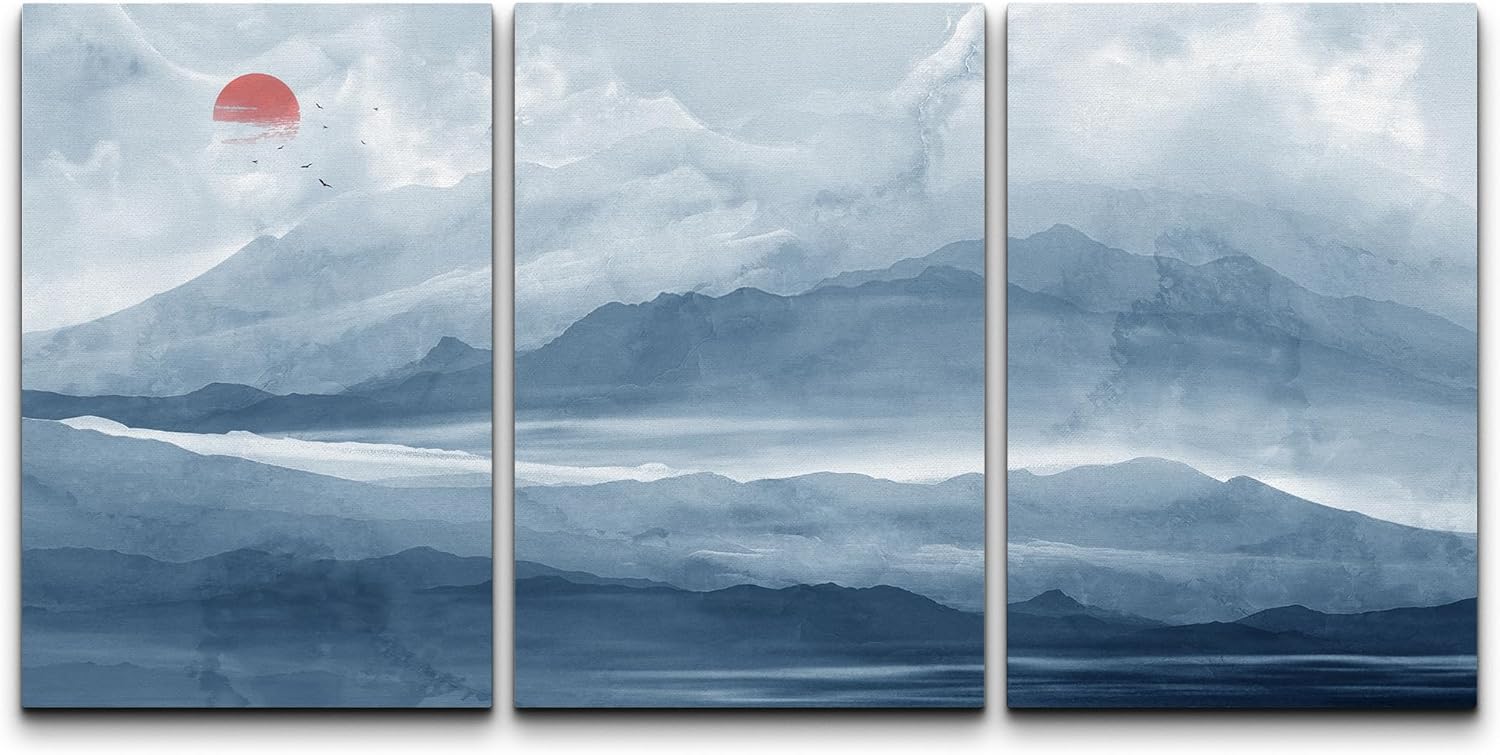 Framed Farmhouse Fabric Wall Art — 24" — 36" x 24" x 3 Panels