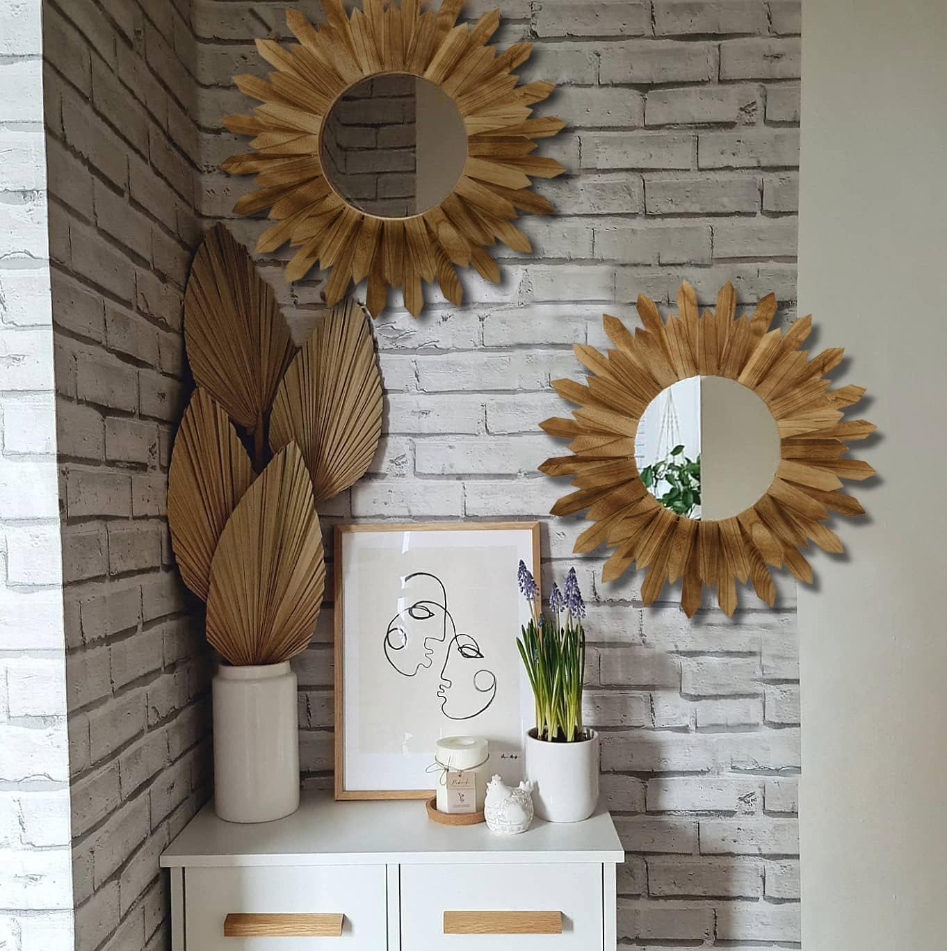 Round Boho Wood Mirror — 22" - View 5