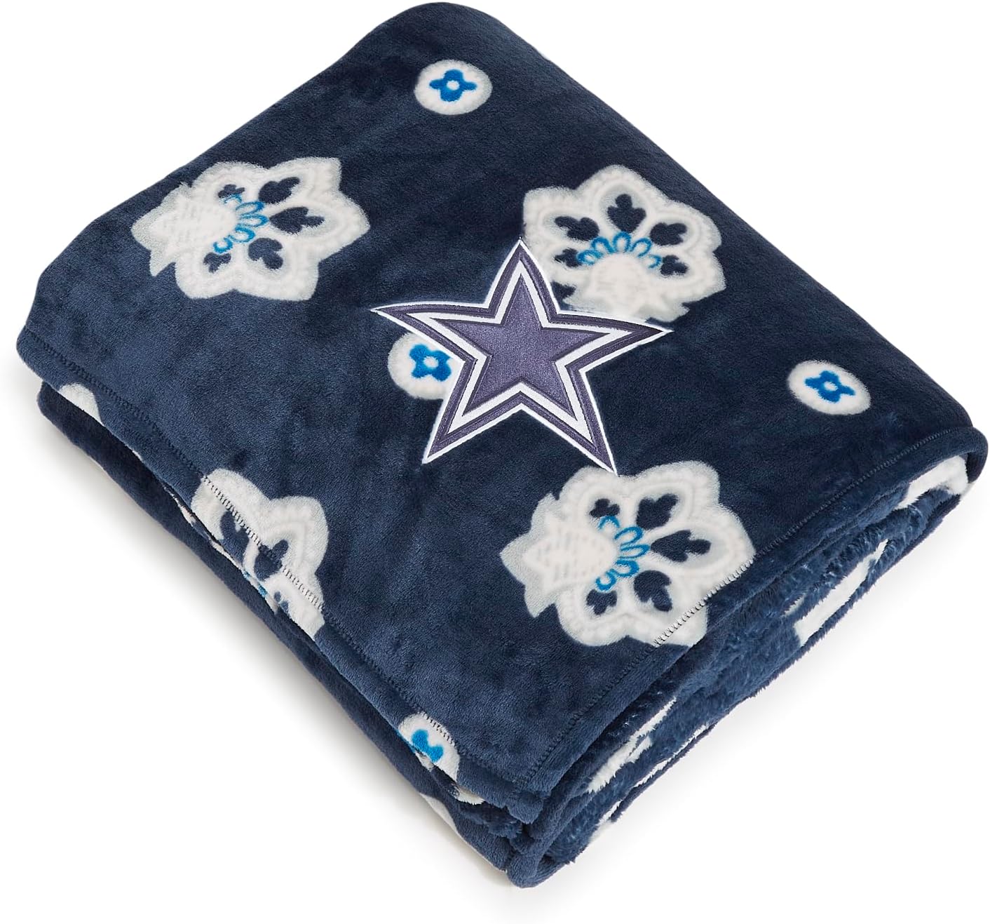 Oversized Beige Throw Pillow — Blue/Gray Bandana With Dallas Cowboys