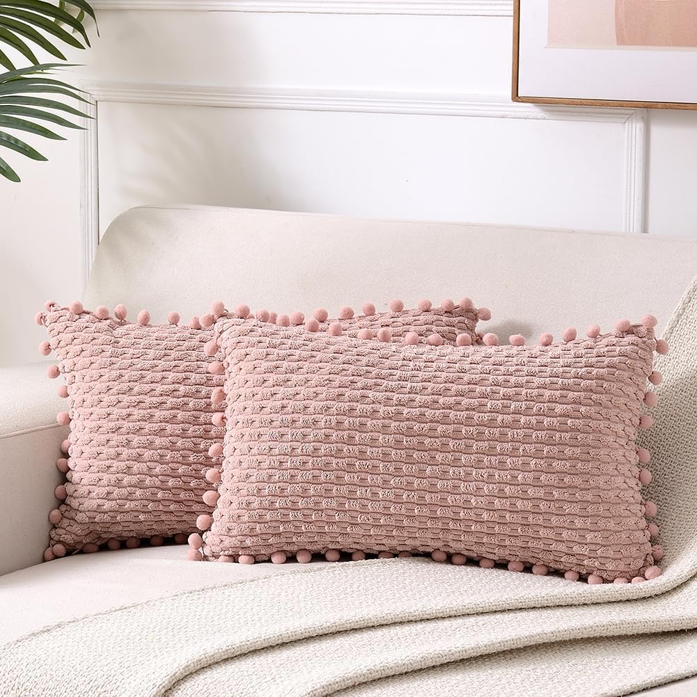 Boho Beige Throw Pillow Cover — 18" — 20" x 12" (Pack of 2)