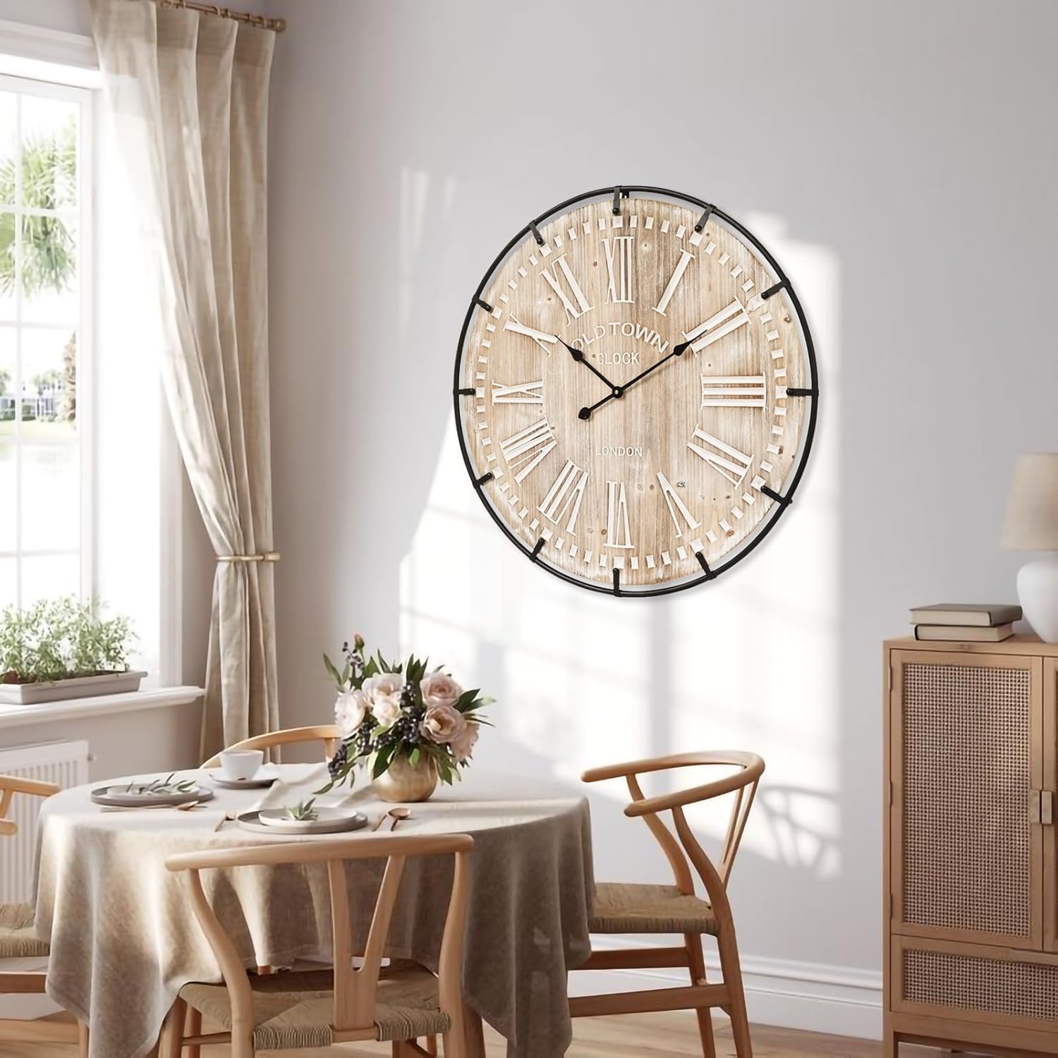 Battery Operated Farmhouse Brown Wall Clock — 30" - View 6